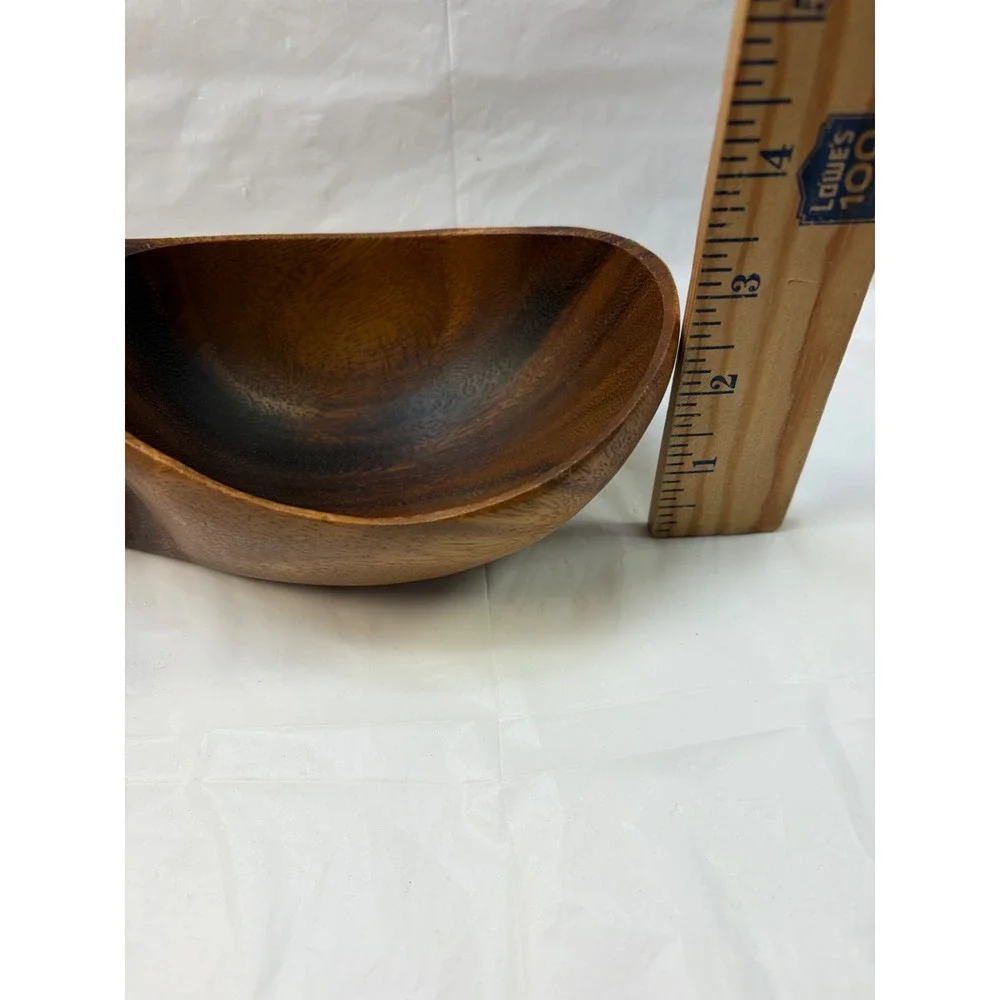 Carabao Brand Philippine Monkey Pod Wood Hand Carved Bowls Set of 3 Vintage